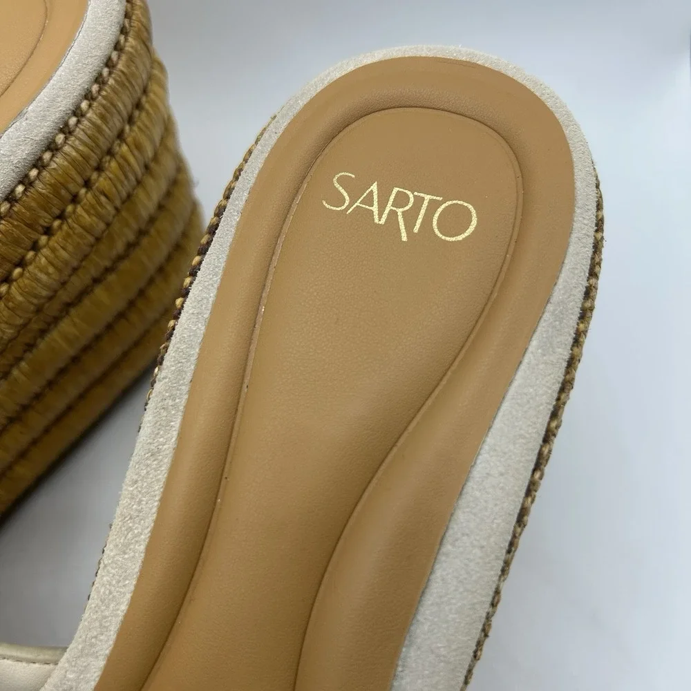 Franco Sarto‎ Women's A-Torino Espadrille Slides Ecru White Platform Size 8.5M